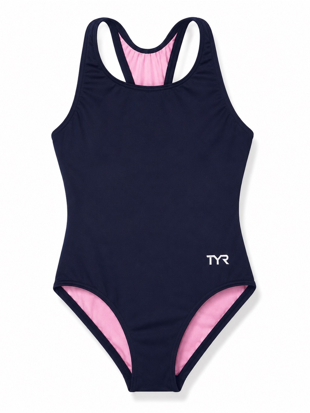 TYR Ella Maxfit Durafast  Lite Girls One Piece Swimsuit Black Pink Size L 10-12